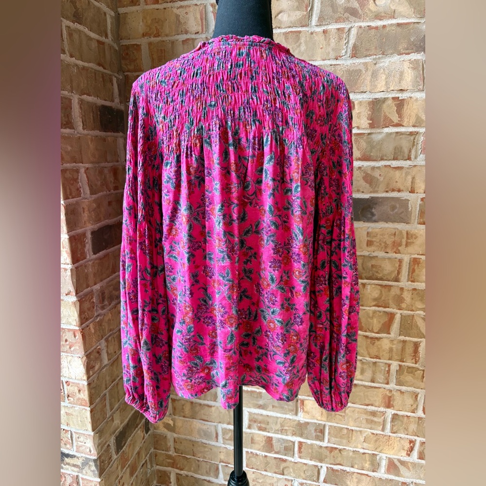 Anthropologie Maeve: Pink Floral Blouse and Green/White Top Bundle - Picture 14 of 16